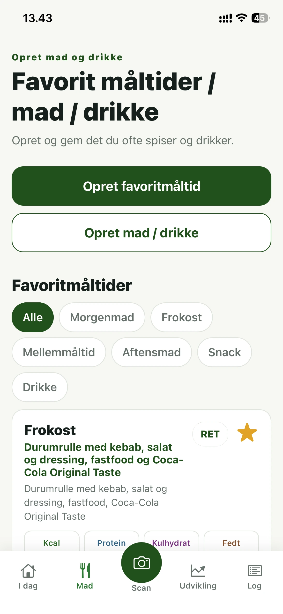 Mad og favoritter i MadScan