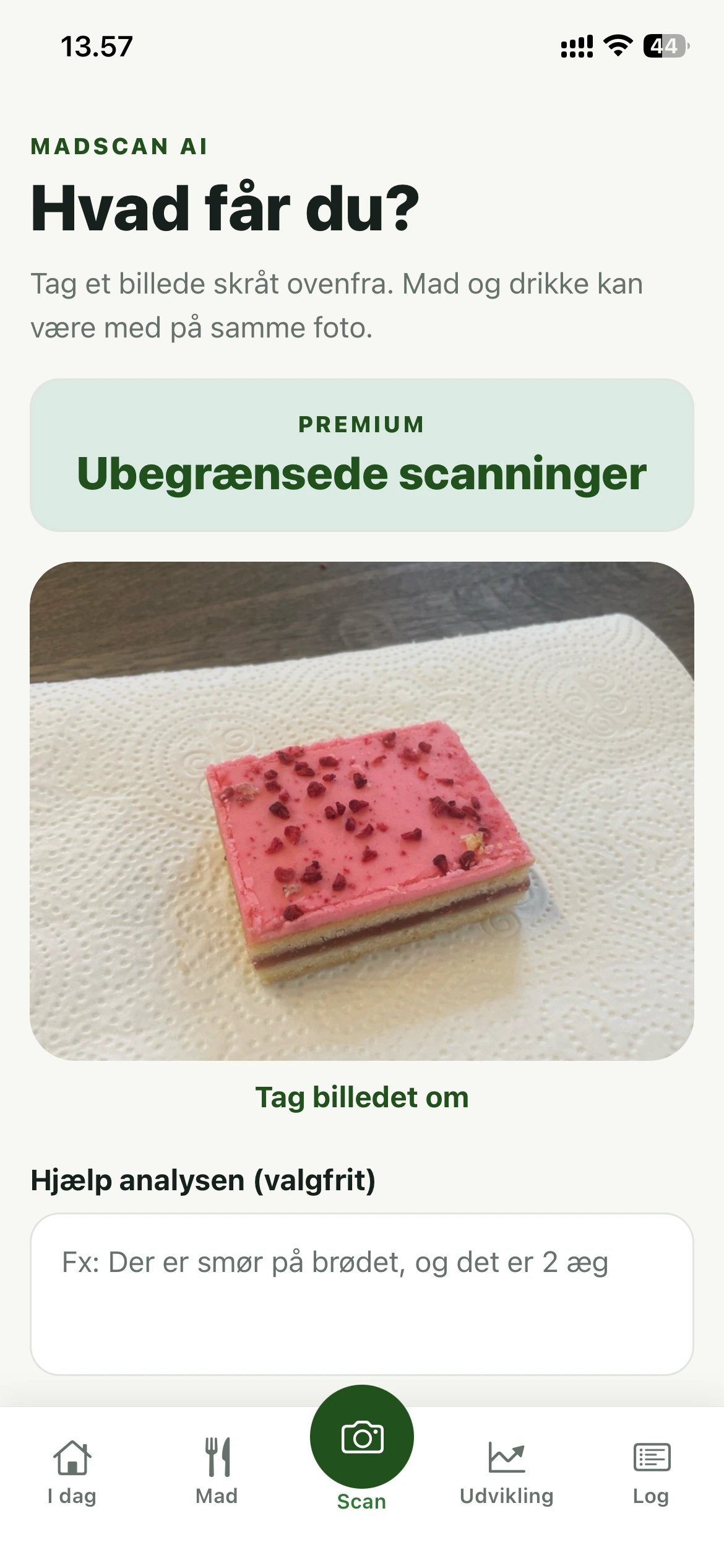 MadScan med redigerbart resultat fra billedanalyse eller indtaling